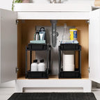 IRIS USA Under Sink Organizer, 2 Pack, Pull Out Under Cabinet Organizers and Storage, Kitchen Shelf Pantry Bathroom Under Counter, Cleaning Supplies, Vertical Spice Rack Slide Out Drawer, Easy Install - size: 2 Pack