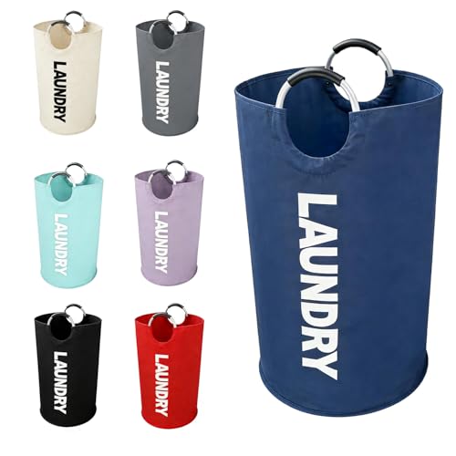 A large 90 liter laundry basket that can be folded for easy carrying. Suitable for bathrooms, laundry rooms, and travel (navy blue) - color: navy blue