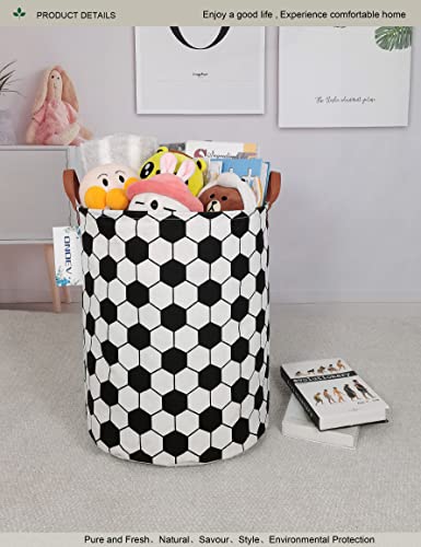 Round Fabric Storage Bin,Decorative Basket,Organizer Basket with Handles,for Clothes Storage,books & sundries (Hexagon Football), 19.7inch(H)x15.7inch(D) - color: Hexagon Football