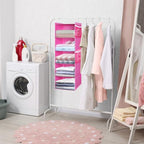 MAX Houser 5-Shelf Hanging Closet Organizer, Hanging Storage Shelves with 4 Side Pockets Space-Saving for Bedroom, Foldable (Pink) - color: Pink