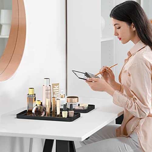 Weenson Bathroom Vanity Trays for Countertop Toiletries Decor Candle Perfume Makeup, Kitchen Tray for Soap Dispenser Spice Salt Oil, Black Tray for Toilet Tank Nightstand Coffee Set of 2 - color: Black, size: 2 Pack 11.8"L x 6.1"W x 0.8"H