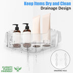 Acrylic Corner Shower Caddy, Strong Adhesive Shower Organizer Clear Wall Mounted Bathroom Shelf No Drilling Basket Rack for Bathroom Kitchen Dorm Toilet