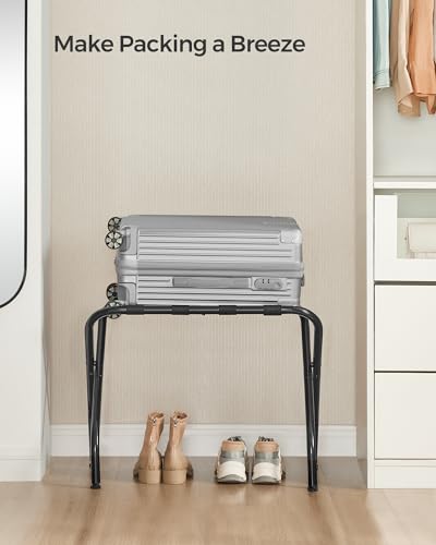 SONGMICS Luggage Rack for Guest Room, Set of 2 Suitcase Stands, Foldable Steel Frame, for Hotel, Bedroom, Holds up to 110 lb, 27.2 x 15 x 20.5 Inches, Black URLR001B02 - color: Black, style: Basics