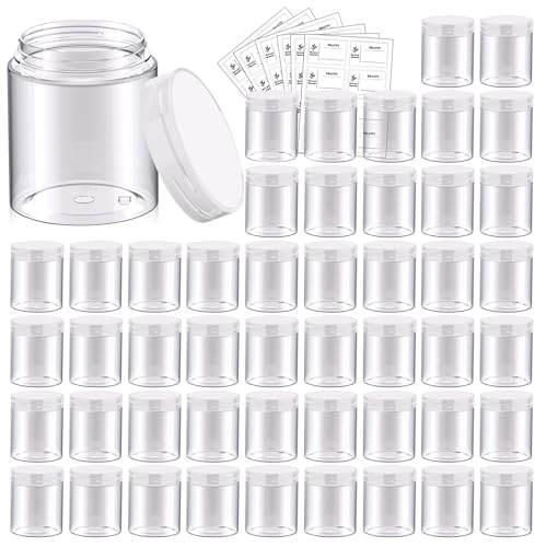 48 Pack 8 OZ Plastic Jars Round Clear Cosmetic Container Jars with Clear Lids, Eternal Moment Plastic Slime Jars for Lotion, Cream, Ointments, Makeup, Eyeshadow, Rhinestone, Samples, Travel Storage - color: Clear Lid, size: 8 Ounce