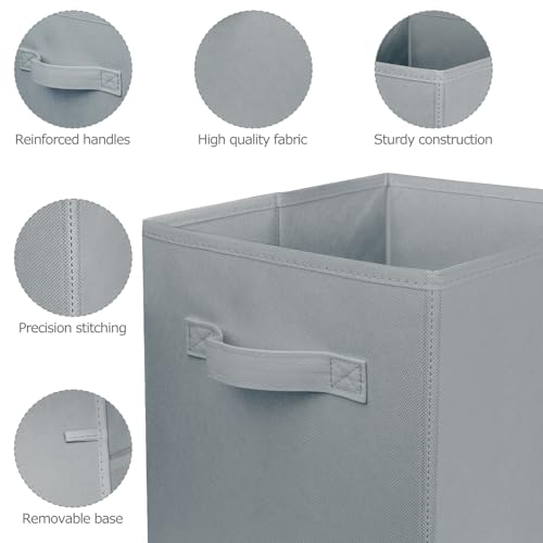 2 Pcs Storage Cubes, 10.5 Inch Collapsible Storage Bins, Fabric Foldable Bins for Organization, Durable Storage Bins for Closet, Shelves, Offices (Grey)