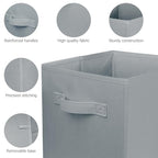 2 Pcs Storage Cubes, 10.5 Inch Collapsible Storage Bins, Fabric Foldable Bins for Organization, Durable Storage Bins for Closet, Shelves, Offices (Grey)