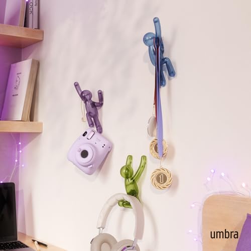 Umbra Buddy Wall Hooks – Drill-Free PIN-Point Decorative Wall Mounted Coat Hooks for Hanging Coats, Scarves, Bags, Purses, Backpacks, Towels & More, Set of 3, Assorted Gem Colors - color: Gem Multi