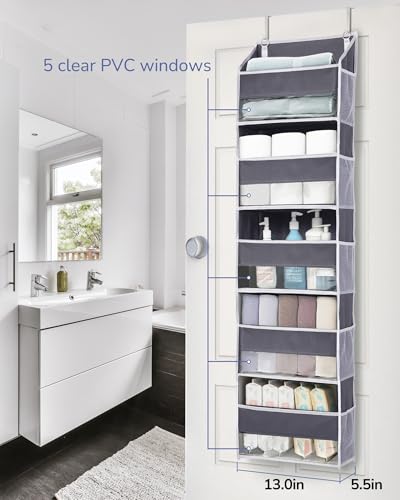 ULG 1 Pack Compact Size Over Door Organizer Slim Door Storage for Small-Sized Doors, 5 Shelves, Dark Gray - color: Dark Grey, size: 1 Pack-Compact
