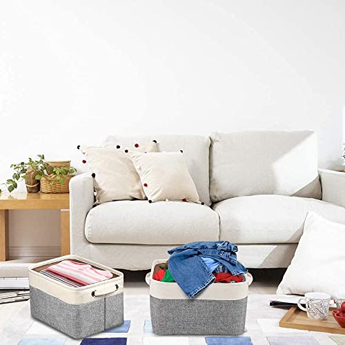 Kntiwiwo Foldable Storage Bin Collapsible Fabric Storage Basket Cube with Durable Handles Closet Organizer Bins for Organizing Shelves Drawers, Set of 3, 15" x 10" x 9.5", Grey - color: Grey, size: 15" x 10" x 9.5"