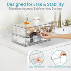 Vtopmart 12.1''W Clear Stackable Storage Drawers,4 Pack Acrylic Plastic Organizers Bins for Makeup Palettes, Cosmetics, and Beauty Supplies,Ideal for Vanity, Bathroom,Cabinet,Desk Organization - style: 4pack Wide