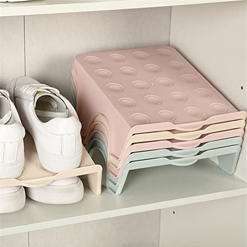 ASkinds 6 Pack Shoe Stacker Slots Space Saver, Double Layer Stack Shoe Racks, Increase Space by 200% Shoe Stackers for Home Closet Organization(Apricot)