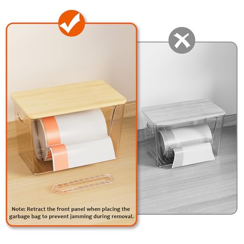 Delamu 2 Set Pantry Organizers and Storage,Trash Bag Dispenser with Bamboo Top,Stackable Trash Bag Dispenser Under Sink Organizer for 4-30 GalBags,Onion,Potato,Fruits,Amber(11-7/32"L*7" W*7-1/8"H) - color: Amber, size: 2pack