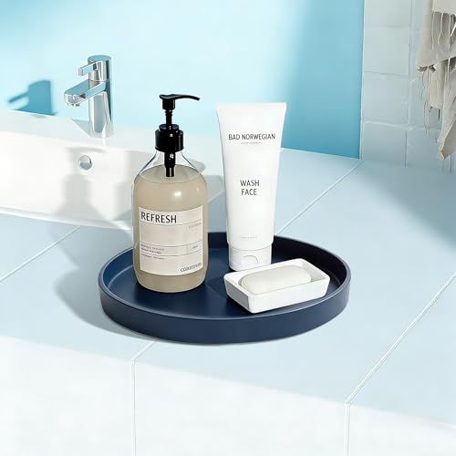 2 Pack 9" Bathroom and Vanity Tray, ABS Bathroom Counter Organizer, Coffee Table Decor for Perfume, Candles, Keys &More. Kitchen Countertop Organizer, Decorative Tray Soap Holder, Blue - color: Blue, size: 9" - 2Pcs