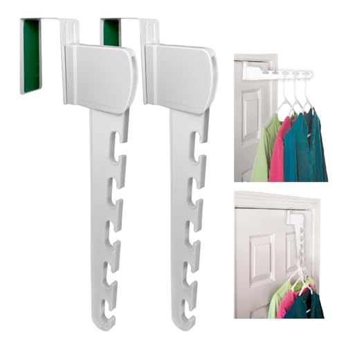 Wonder Hanger Over The Door 2-Pack Organizer for Clothes Hangers, Space-Saving Cascading Hanger Hooks, White - size: 2-Pack