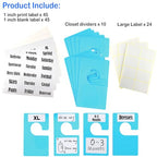 10 Pack White Clothing Rack Size Dividers Plus 45 Labels (1 Inch) and 18 Large Blank Labels, Large Rectangular Clothing Closet Dividers (Blue) - color: Blue, size: 10 PACK
