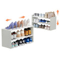 X-cosrack 2 Pack 2-Tier Shoe Rack Organizer for Closet, Expandable and Adjustable White Shoe Rack, Stackable Iron Wood Combination Shoe Storage Shelves for Closets, Entryway, Small Space, Garage - size: 2 Pack 2 Tier
