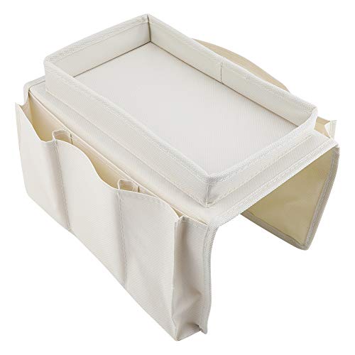 Armchair Caddy, Couch Caddy Chair Side Pocket Organizer Arm Chair Organizer Chair Arm Organizer Sofa Remote Control Holder(Beige) - color: Beige