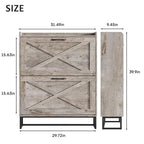 Maupvit Shoe Storage Cabinet with 2 Flip Drawers, Freestanding Organizer with Metal Legs for Entryway, Narrow Shoe Rack Cabinet, Light Rustic Oak - color: Light Rustic Oak, style: 2-Drawers