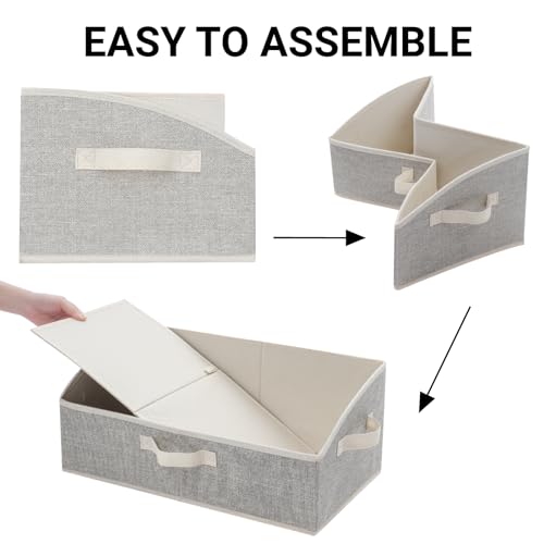3 Pack Closet Organizers, Foldable Clothes Storage Organizers with Handles, Large Capacity, Sturdy Drawer Storage Boxes for Clothing, Underwear, Books, Shelves, Wardrobe Organizing, Beige - color: Beige