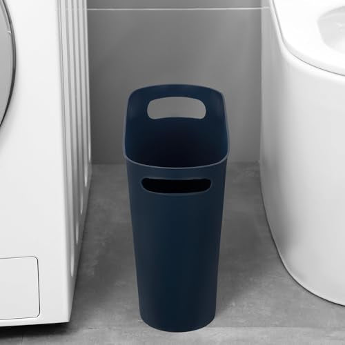 rejomiik Small Trash Can, 3.5 Gallon Slim Garbage Can Plastic Waste Basket with Handles Container Bin for Narrow Spaces Bathroom, Bedroom, Kitchen, Office at Home, Navy - color: Navy, size: 1 pack