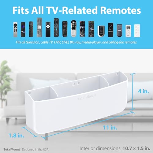 TotalMount Hole-Free Remote Holder – Eliminates The Need to Drill Holes in Your Wall (Premium White Remote Control Holder for 5 or 6 Remotes) - color: For 5 or 6 Remotes – Premium White