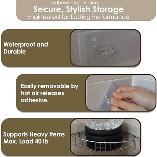 Shower Caddy Adhesive Replacement Stickers, Shower Organizer Adhesive Replacement, Assorted Wire Hook 10 Pack