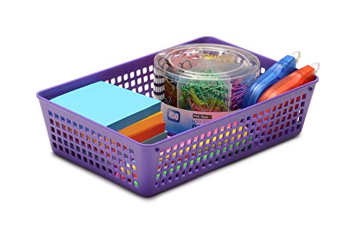 YBM HOME 3-Pack Plastic Storage Baskets Bins for Home Junk Drawer, Shelves, and Office Organization, Functional Trays/Containers Great for Kitchen Pantry, Cabinets, Bedrooms, and Bathrooms, Purple - color: Purple, size: 3