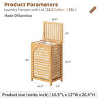 FILWH Laundry Hamper with Lid (16.9 * 13 * 26.5inches) Large Bamboo Laundry Bin Basket 85L Clothes Hamper with 1 Removable Bag Storage baskets for Bathroom(Natural) - color: Natural