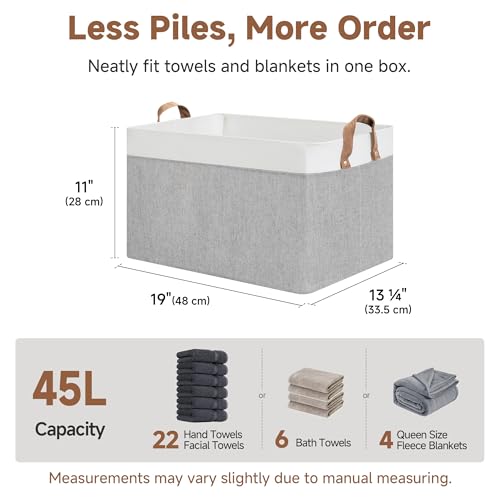 StorageWorks Storage Bins, Fabric Storage Bins for Shelves, Extra Large Storage Baskets with Metal Frame, Closet Baskets and Bins with Handles, Jumbo, Gray and White, 2-Pack - color: Gray and White, size: 19" L x 13 ¼" W x 11" H