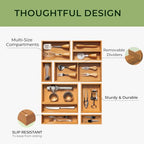 keechee Carbonized Bamboo Kitchen Drawer Organizer (Bundle: 10pc Organizers Set) - size: Bundle: 10pc Organizers Set