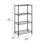 Amazon Basics 4-Shelf Steel Wire Storage Shelves for Garage, Adjustable Metal Shelving Unit, 200 lbs Per Shelf, 23.2" W x 48" H x 13.4" D, Black | Sturdy, Adjustable, Easy Assembly, Storage