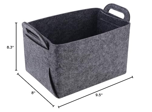 Minoisome Storage Basket Felt Storage Bin Collapsible& Convenient Box Organizer with Carry Handles for Office Bedroom Closet Babies Nursery Toys Laundry (Grey, 13.8inch（L）×9.5inch（W）×8.3inch（H）) - color: Grey, size: 13.8inch（L）×9.5inch（W）×8.3inch（H）
