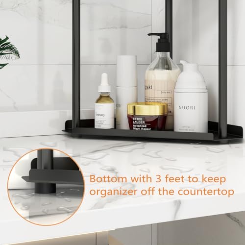 Jesginboo 3 Tier Bathroom Counter Organizer, Vanity Organizer Corner Shelf, Skincare, Makeup Countertop Organizers, Kitchen, Bathroom Counter Storage, Black - color: Black 3 Tier
