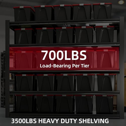 62" W x 24" D x 84" H Garage Shelving Heavy Duty Metal Shelving 3500LBS Storage Shelves Adjustable Metal Shelves for Storage Industrial Garage Shelves for Warehouse Basement - size: 5T 84*62*24