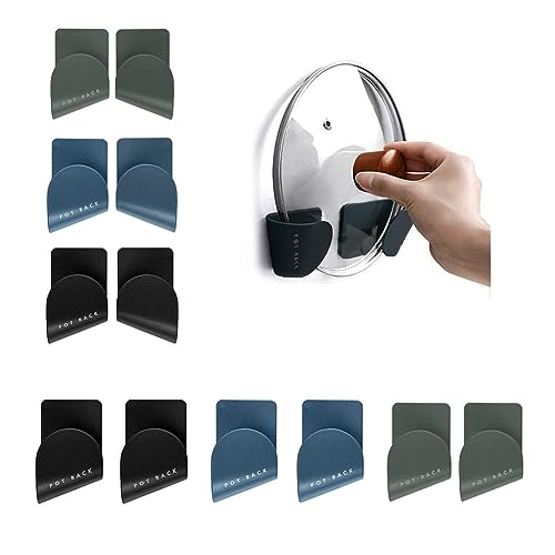 6 Pairs of Wall Mount Pot Lid Organizer, Adjustable Cabinet Door Pan Lid Organizer, Pot Lid Holder Hangers for Kitchen Wall Mount (2Black+2Green+2Blue) - color: 2Black+2Green+2Blue