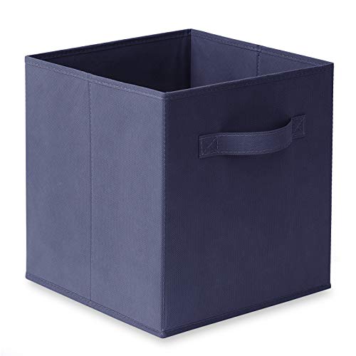 Casafield Set of 6 Collapsible Fabric Cube Storage Bins, Navy Blue - 11" Foldable Cloth Baskets for Shelves, Cubby Organizers & More - color: Navy Blue, size: 10.5" x 10.5" x 11"