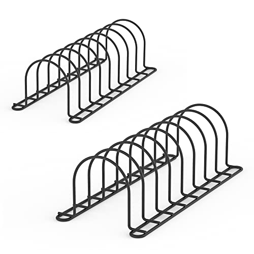 JAQ Pan Organizer Rack for Cabinet, Pot Lid Holder & Baking Sheet Organizer, Plate and Cutting Board Rack for Kitchen Countertop or Cabinet (2 Pack, Black) - color: Black/2 Pack
