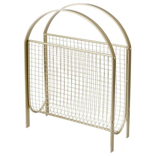 MyGift Magazine Rack, Floor Freestanding Magazine Holder for Bathroom Bedroom Office, Books Newspapers File Mail Organizer, Mid Century Modern Decor Wire Storage for Tablets and Documents - color: Brass