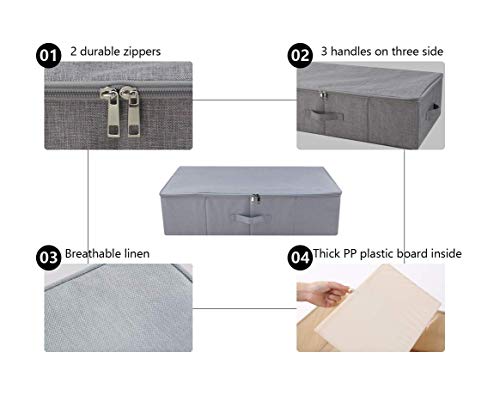 iwill CREATE PRO Folding Breathable Underbed Storage Bins with Lids, Wardrobe Closet Clothing Blanket, Shoes, Toys Organizer Containers, Dark Gray, Pack of 2 - color: Dark Gray,2pcs, size: 27.5*15.7*7"