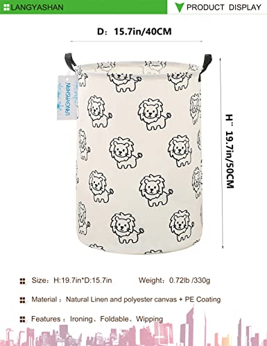 LANGYASHAN Laundry Basket Canvas Fabric Collapsible Organizer Basket for Storage Bin Toy Bins Gift Baskets Bedroom Clothes Children Nursery Hamper (Lion) - color: Lion