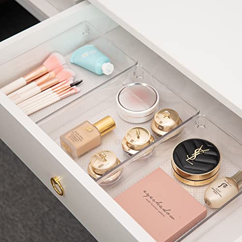 5 Pack Clear Plastic Drawer Organizer Tray Cutlery Utensil Makeups Drawer Silverware Organizers 6" X 9" - size: 5 Pack 6"x9" Clear Plastic
