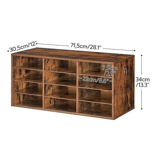 HOOBRO Countertop Mail Sorter Organizer, Wooden Literature Organizer, Student Mailbox for Classroom, Desktop Bill Organizer for Office Home School, 12 Compartments Rustic Brown FG43WF01 - color: Rustic Brown