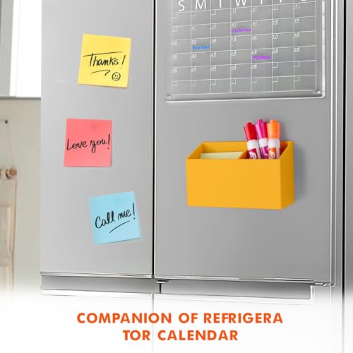 BEYGORM Magnetic Dry Erase Marker Holder for Whiteboard,Non-slip Acrylic Magnet Pen Holder for Fridge Refrigerator,Locker Organizer for Work,Locker Accessories,Pencil Cup for Desk(Orange) - color: Orange