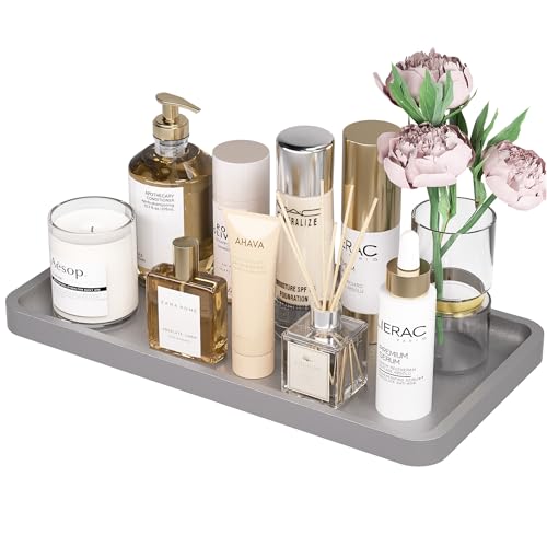 Weenson Bathroom Vanity Tray for Perfume Makeup Jewelry Decor Candle, Bamboo Kitchen Tray for Soap Dispenser Spice, Coffee, Toilet Tank Tray Nightstand Silver 11.81”L x 6.1”W x 0.79”H - color: Silver, size: 11.8" x 6.1" x 0.8"