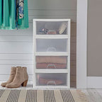 Sterilite 12-Pack 16 Quart Stacking Drawer, Clear Storage Closet Organizer, White Frame - Stackable Modular Plastic Drawers for Clothes, Accessories, Craft Supplies, Shoes or Linens - size: 16 Quart, style: 12 Pack