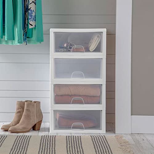 Sterilite 24-Pack 16 Quart Stacking Drawer, Clear Storage Closet Organizer, White Frame - Stackable Modular Plastic Drawers for Clothes, Accessories, Craft Supplies, Shoes or Linens - size: 16 Quart, style: 24 Pack