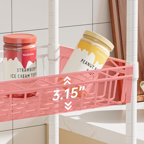 SINGAYE 6 Tier Basket Shelf Wire Shelving Unit Adjustable Storage Shelves Big Basket Rack for Garage Kitchen Office Pantry Corner 17" Dx12 Wx63 H White - color: White, size: 6-Tier[17"Dx12"Wx63"H]