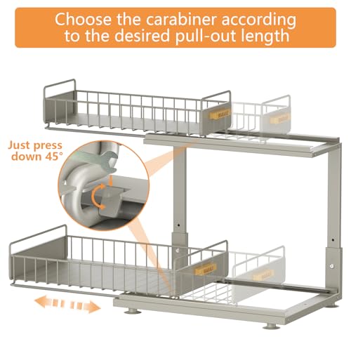 Under Sink Organizer, High Adjustable 2 Tier Under Kitchen Sink Organizer, Multi-Purpose Storage Shelf for Kitchen Bathroom Cabinet, Gray - color: Gray, size: 1 Pack Double Layer