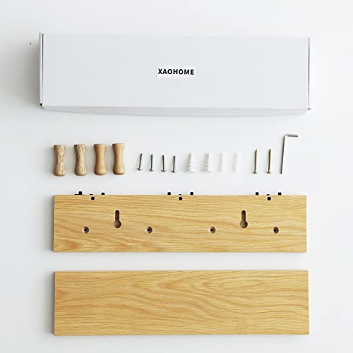 Wall Mount Coat Rack with Shelf, Sturdy Wooden Floating Shelf withHooks Save Your Indoor Space, Wall Organizer siutable for Entryway, Mudroom,Kitchen, Bathroom, etc(Oak Finish) - color: Oak finish