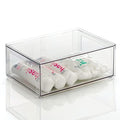 mDesign Plastic Stackable Bathroom Storage Organizer Bin Containers with Front Pull Drawer for Bathroom Countertop, Vanity, Closet Shelves - Holder for Beauty Accessories - Lumiere Collection - Clear - size: 16 x 12 x 6 (Pack of 1)